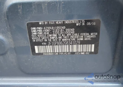 2016 Subaru Impreza 2.0I Premium z USA, uszkodzony, nr VIN JF1GPAB62G8341029